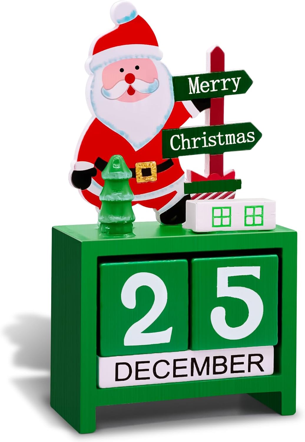 2025 Christmas Countdown Advent Calendar, Days Until Christmas Countdown Desk Wooden Decoration Home Ornaments Office Decor Funny Gifts for Kids & Adult - Santa
