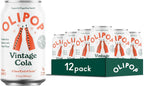 OLIPOP Prebiotic Soda Pop, Vintage Cola, Pantry Pack Packed with Prebiotics, Fiber, and Botanicals, Gluten Free, GMO Free, 12oz (12-Cans)