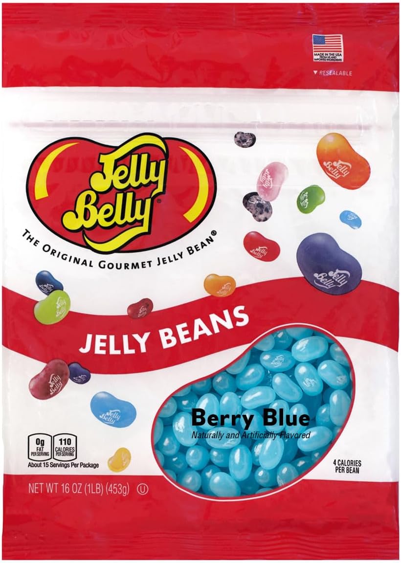 Jelly Belly Berry Blue Jelly Beans - 1 Pound (16 Ounces) Resealable Bag - Genuine, Official, Straight from the Source