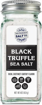 Italian Black Truffle Sea Salt 4 oz. Glass Shaker by San Francisco Salt Company