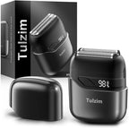 Tulzim Electric Foil Shaver for Men: Portable Electric Razor for Beard/Face - 3 Floating Blade LED Display USB-C Fast Rechargeable - IPX7 Waterproof for Travel & Home,Dark Black