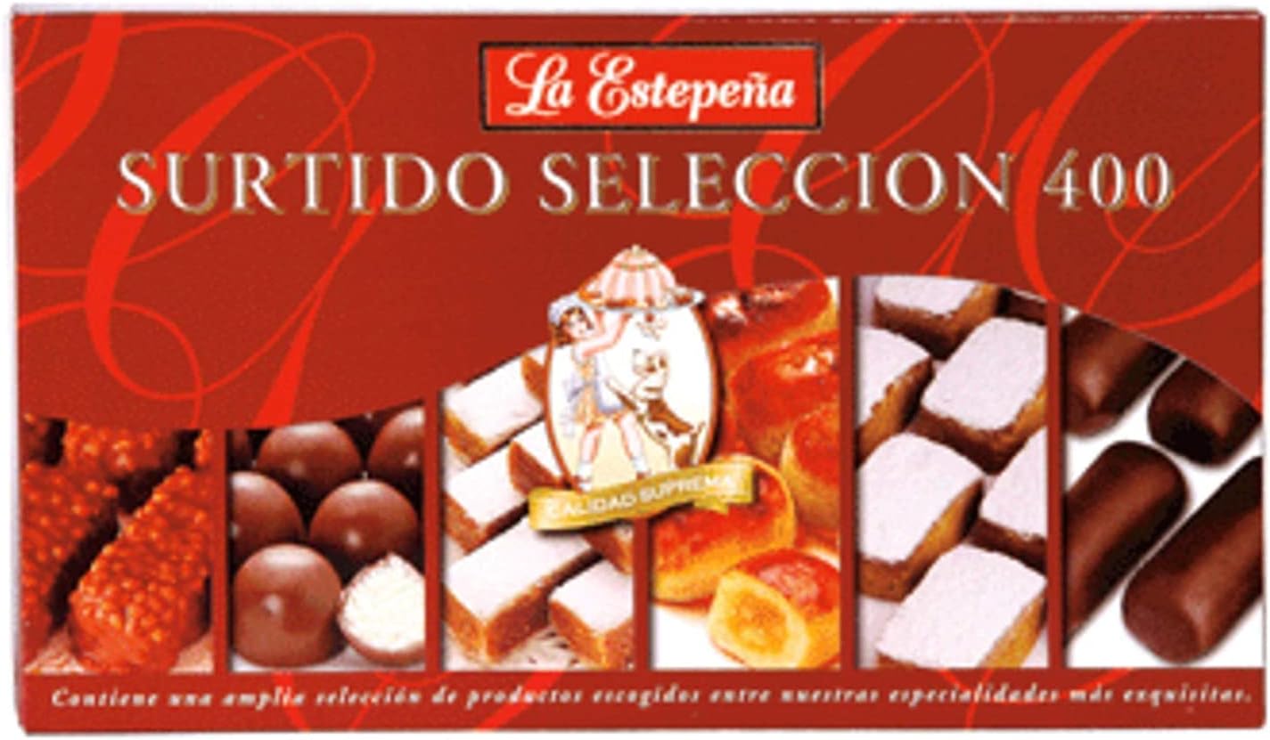 La Estepena Surtido Seleccion Mix of Mantecados, Polvorones, chocolates and mazapan- traditional Spanish Christmas sweet 400 Grs