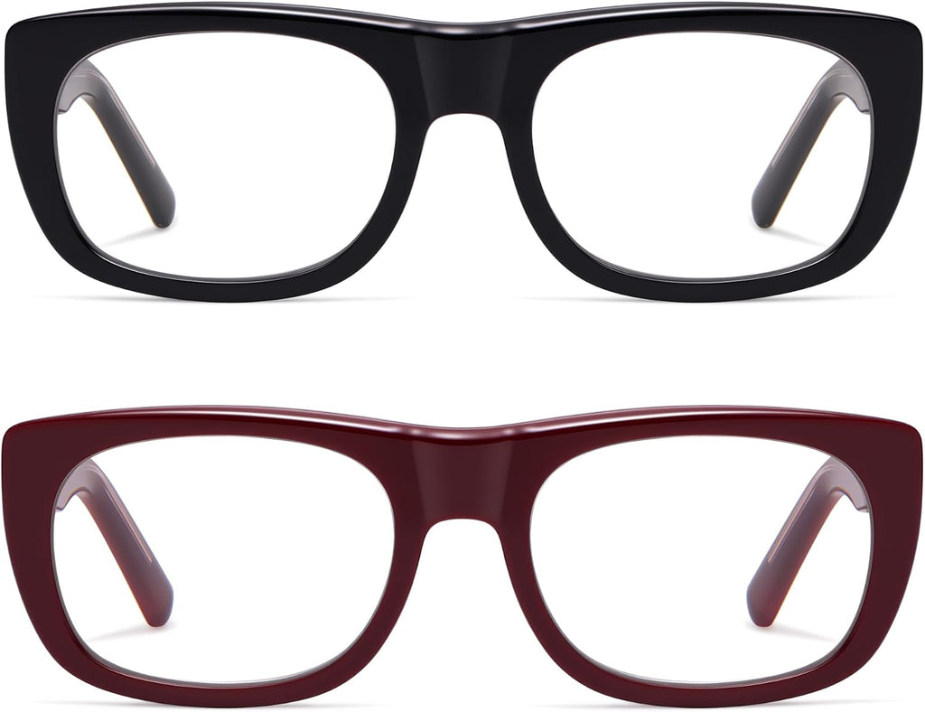 AMOMOMA Square Reading Glasses for Women Trendy Readers Blue Light Blocking Spring Hinge Stylish AM6213