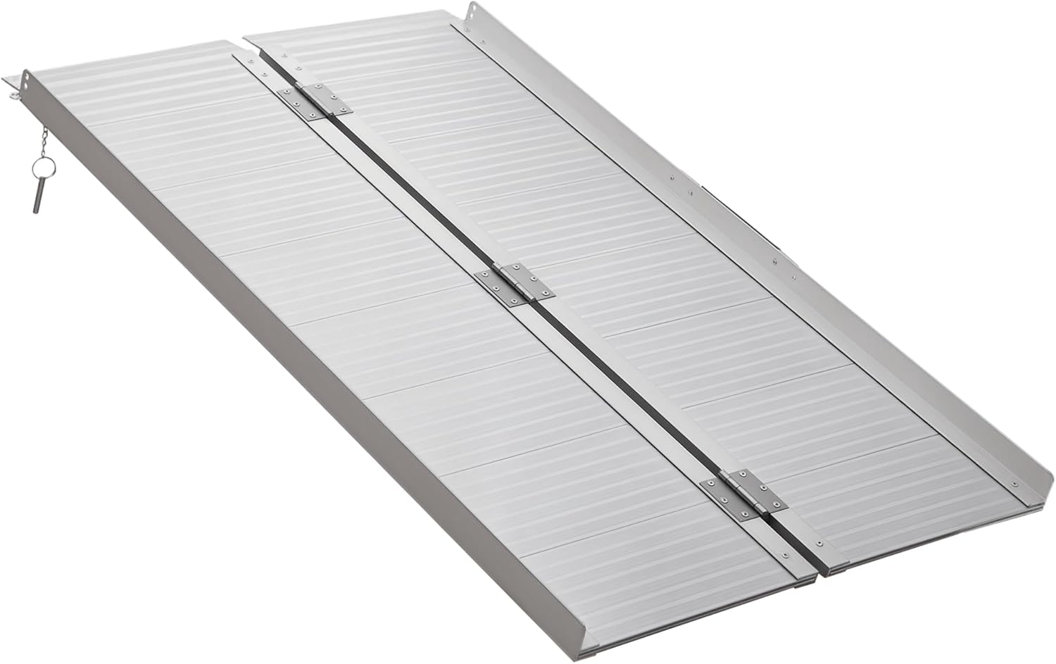 HOMCOM Wheelchair Ramp 4FT, Foldable Aluminum Threshold Ramp with Non-Slip Surface and Handle, 600lbs Weight Capacity, Suitcase Handicap Ramp for Home, Doorways, Curbs, Steps