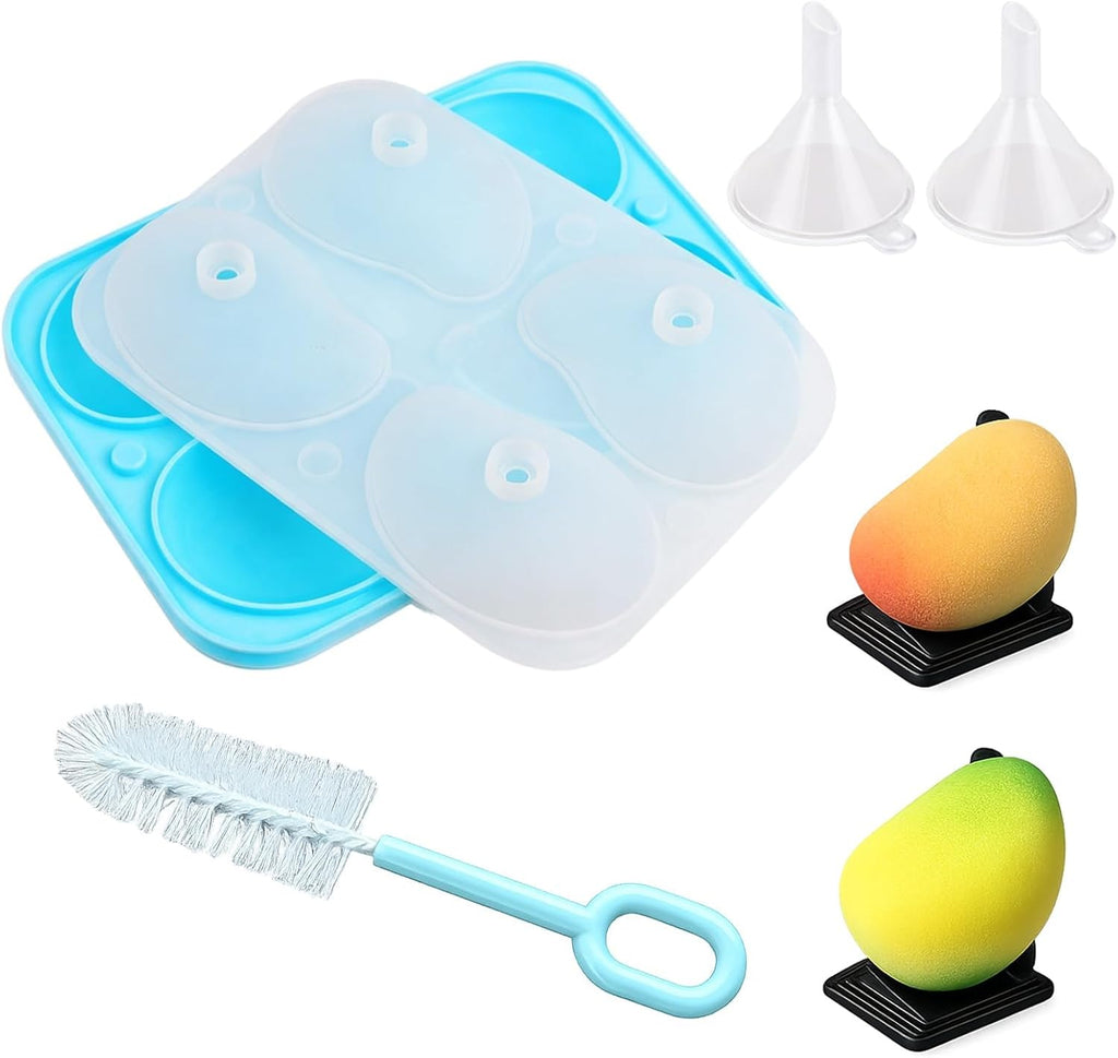 4PCS Mango Mold, Mango Molds Silicone and Fruit Molds, 4-Cavity Fruit Pastry Mold for Chocolate, Candy, Jelly, Ice Cream and Baking Projects