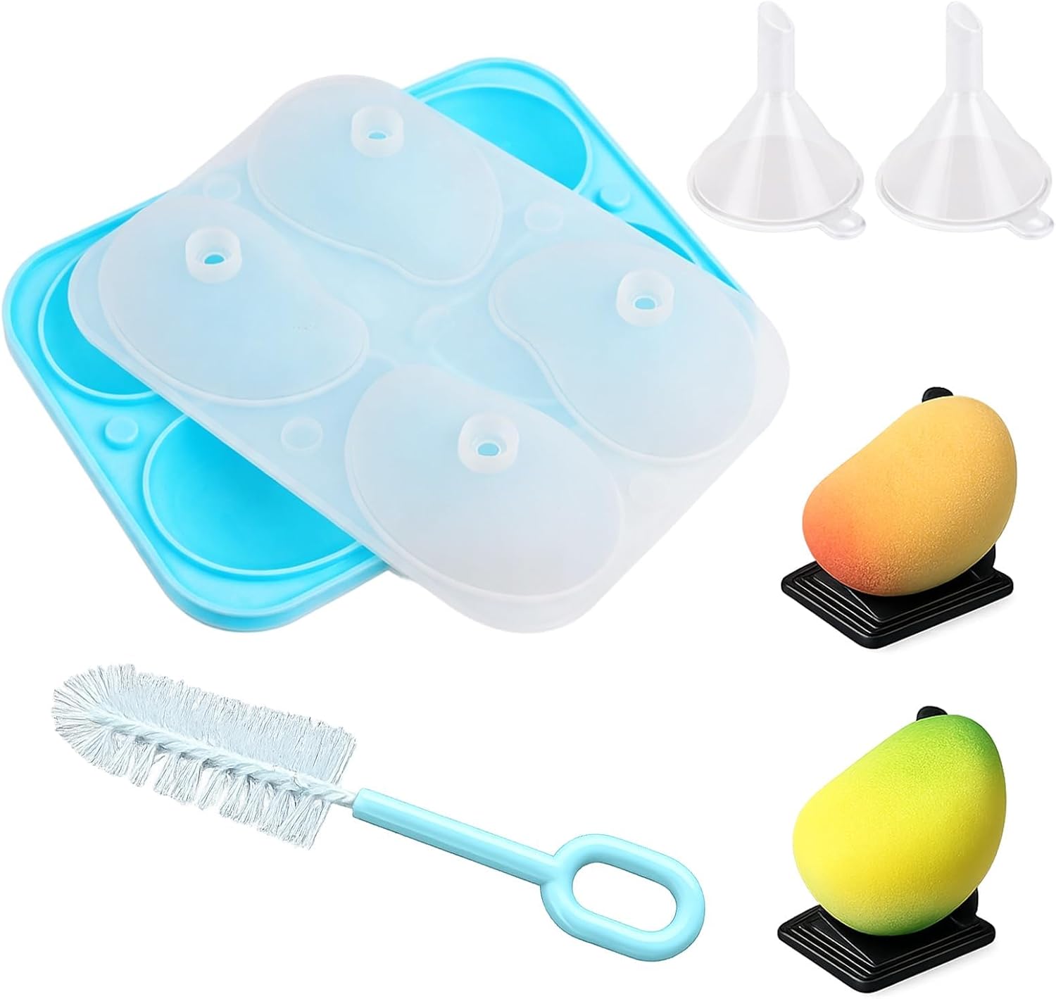 4PCS Mango Mold, Mango Molds Silicone and Fruit Molds, 4-Cavity Fruit Pastry Mold for Chocolate, Candy, Jelly, Ice Cream and Baking Projects