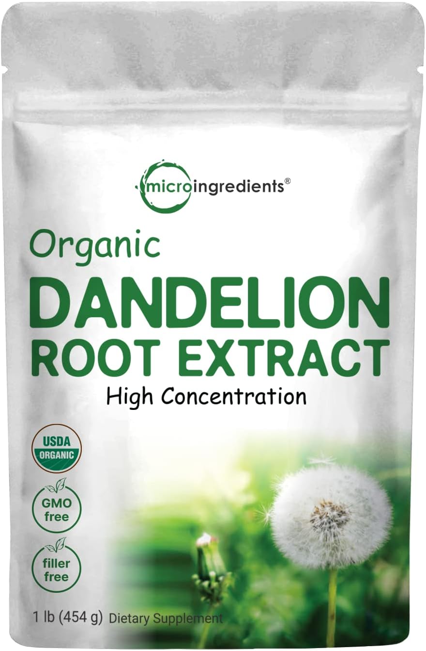 Organic Dandelion Root Tea Powder, 1lb | Up to 450 Servings | Premium Source for Daily Beverage | 100% Pure Dandelion Supplement | Caffeine Free, Non-GMO, No Sugar, Eco-Friendly Recyclable Bags