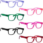 CessBlu 6 Pack Screwless Non-Metal Spring Hinges Reading Glasses Women Funky Readers +0.50