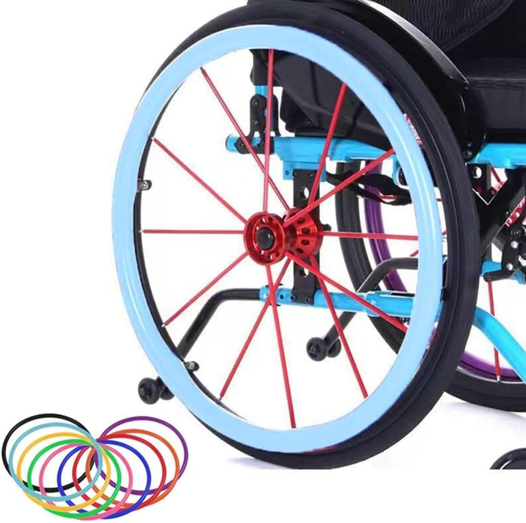 1Pair Wheelchair Push Rim Covers, 22/24Inch Silicone Wheelchair Push Rim Covers, Non-Slip Wear-Resistant Hand Push Protective Cover for Improve Grip and Traction (Sky Blue,24 in)