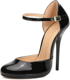 MAIERNISI JESSI Unisex Men's Women's D'Orsay Pumps, Ankle Strap Stiletto Heels, Round Toe, 5.1 Inch Heel