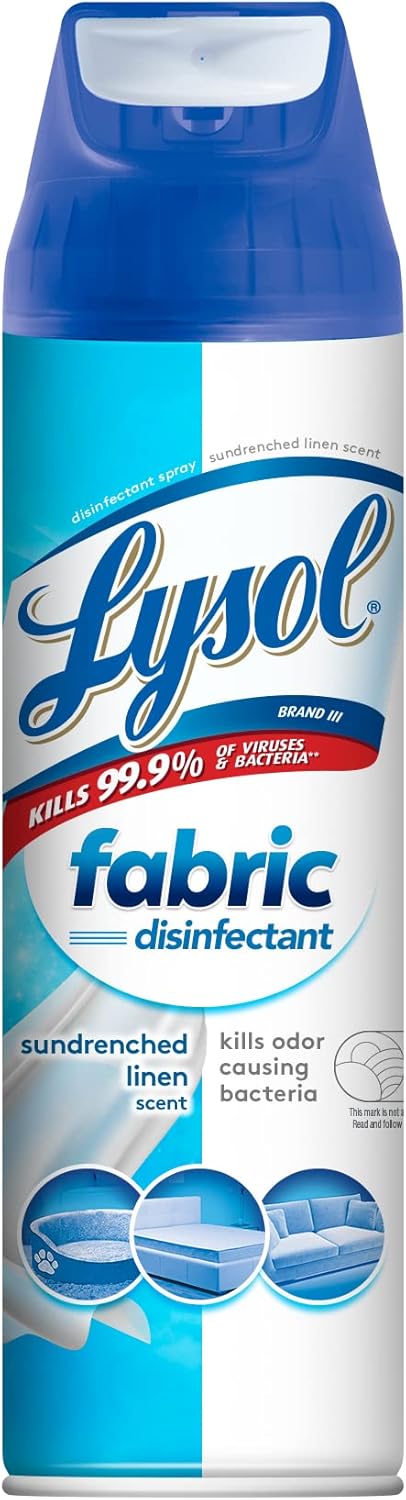 Lysol Fabric Disinfectant Spray, Sanitizing and Antibacterial Spray, For Disinfecting and Deodorizing Soft Furnishings, Sundrenched Linen 15 FL. Oz