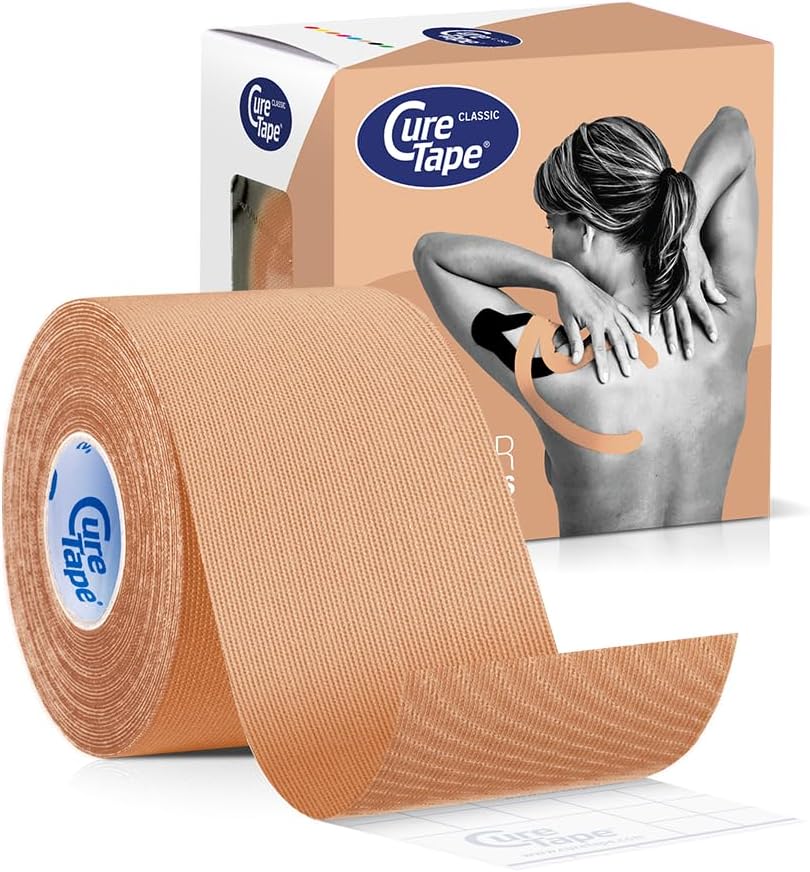 CureTape Classic | Kinesiology Tape for Muscle & Joint Pain | Elastic Therapeutic Tape | Waterproof Athletic Tape | Medical K Tape (Beige)