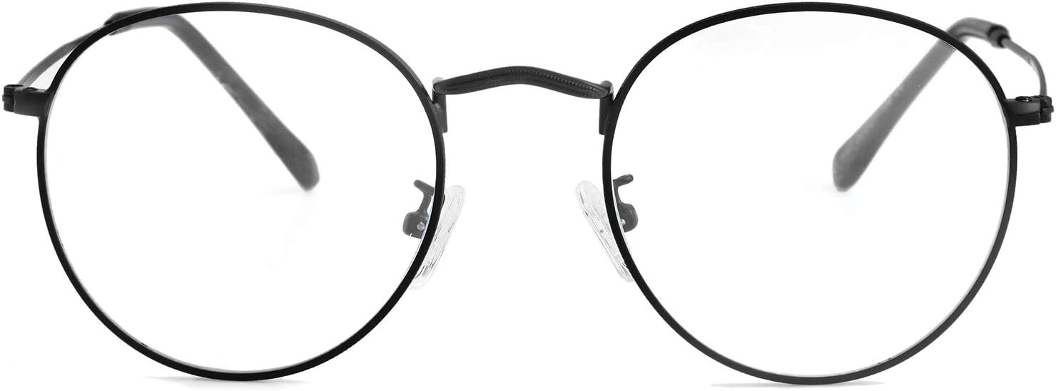 Kursan Classic Round Metal Clear Lens Glasses for Women Men Circle Frame Non-Prescription Eyeglasses