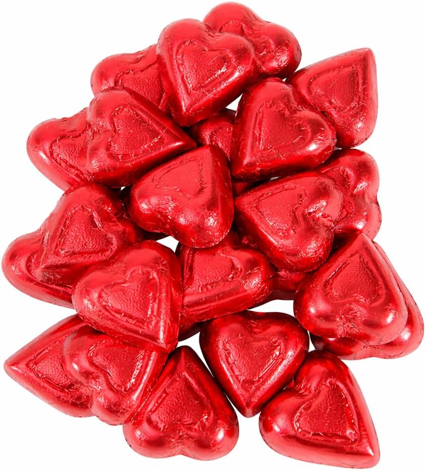 40 Count Valentine Milk Chocolate Hearts | Individually Wrapped Party Candy 1.25”