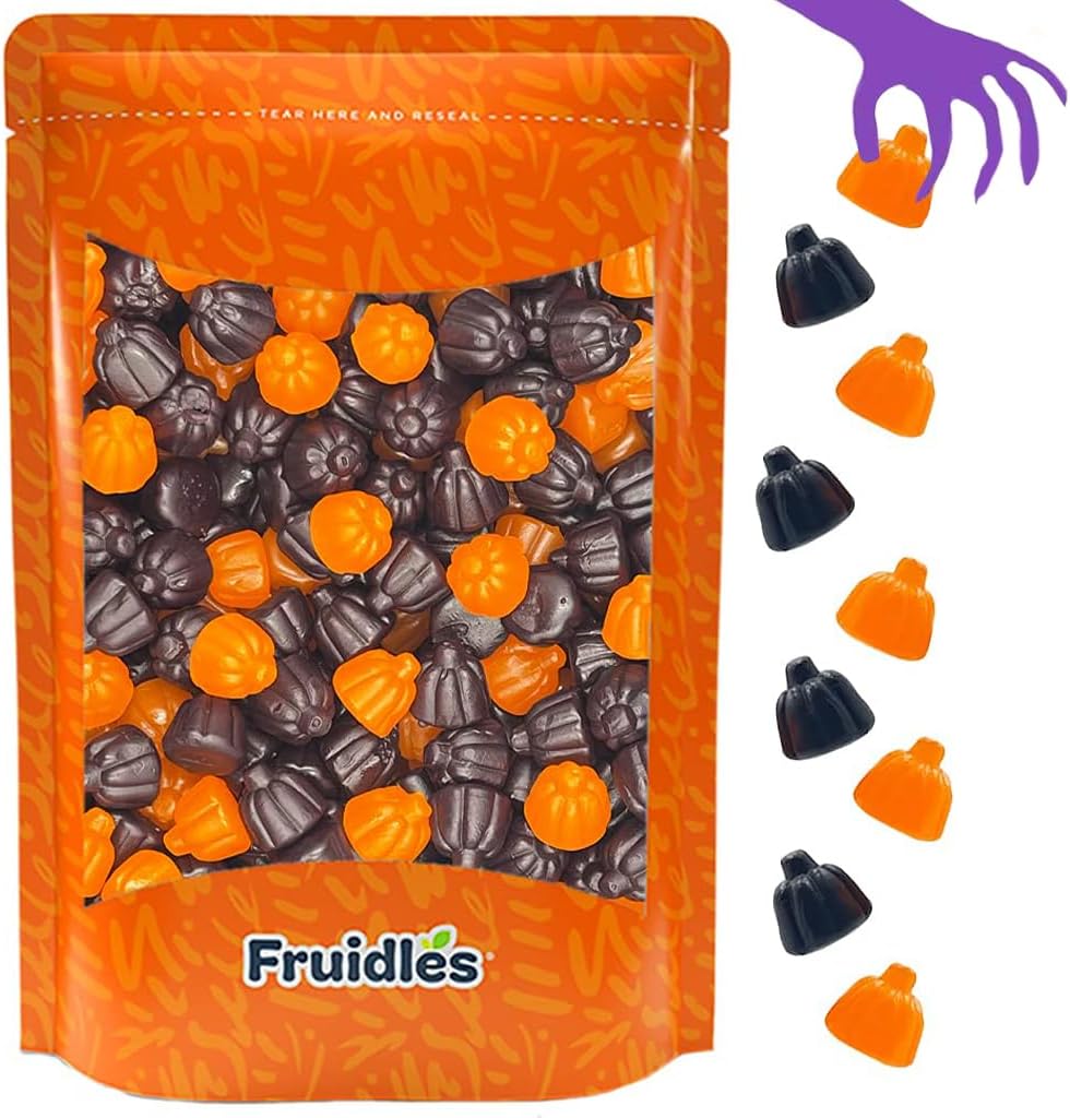 Fruidles Halloween JuJu Jelly Pumpkins, Delicious Gummy Candy, Gluten-Free, Fun and Festive Holiday Snacking, Party Favor (Half-Pound