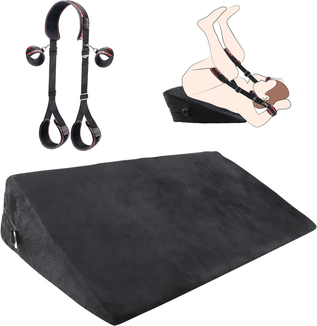 BDSM Sex Toys Set – 24" Sex Pillow with Adjustable Straps, Bondage Position Cushion for Deep Penetration, Multifunctional Foam Support Sex Furniture for Couples, Adult Toy for Men Women