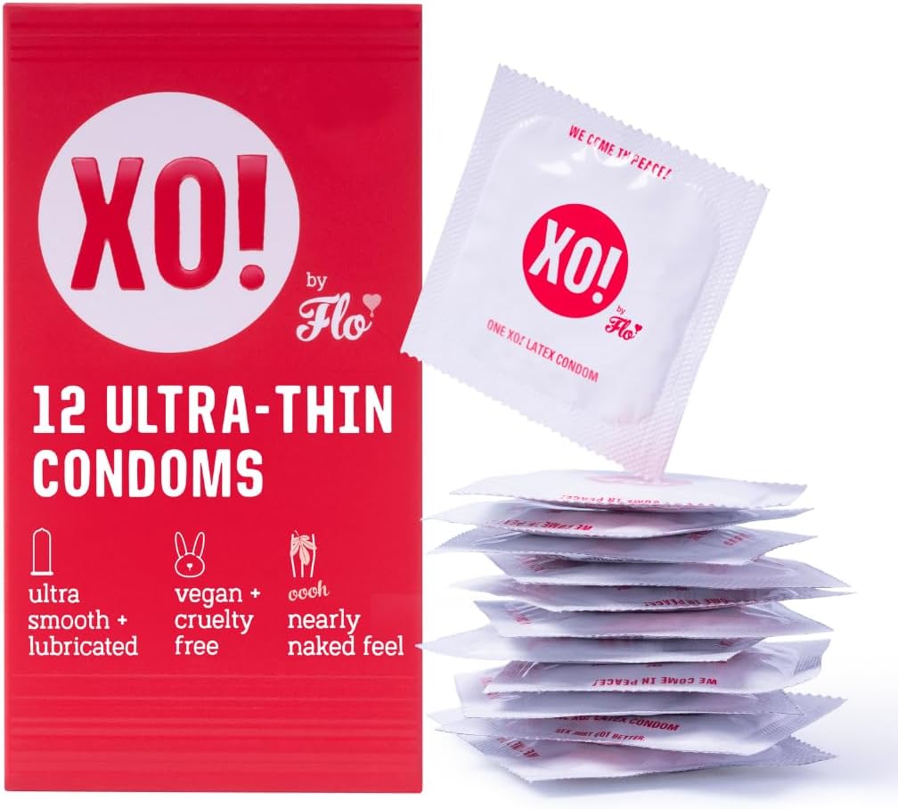 XO! Ultra-Thin Righteous Rubber Condoms, PETA-Certified Vegan, Fairly-Traded Latex, Well-Lubricated, Cruelty Free, Parabens & Glycerin Free, 12-Count