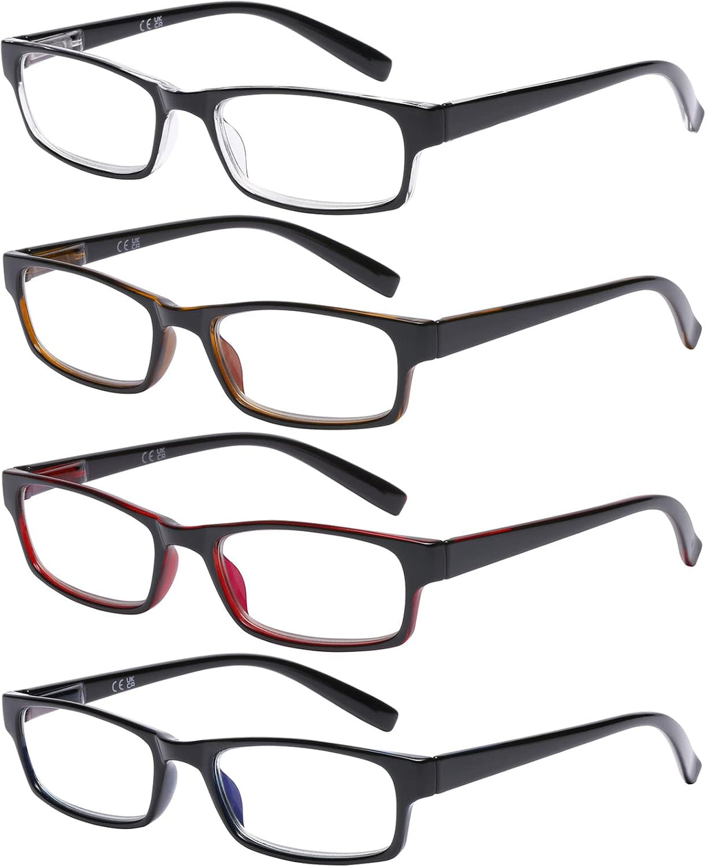 DOOViC Blue Light Blocking Reading Glasses 4 Pack Stylish Classic Style Quality Computer Readers for Men Women 2.25