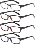 DOOViC Blue Light Blocking Reading Glasses 4 Pack Stylish Classic Style Quality Computer Readers for Men Women 2.25