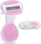 Women's 4 Blades, Smooth Women's Flexball Compact Women's with Travel Case, Armpit Hair Knife Waterproof Non-Slip Trimmer Shaving Set with 4 Blade Refills for Travel Carry