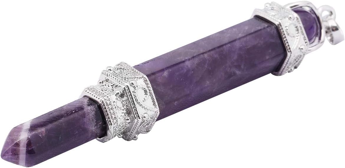 Nupuyai Crystal Point Stone Pendant Necklace for Unisex, Healing Crystals Pendulum Divination Reiki Chakra