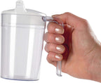 Homecraft Clear Polycarb Mug, Shatterproof Material, Choice of 2 Lids, Simple Drinking Cup and Mug for Limited Grip and Range of Motion, Ideal for Medical Patients, Children, Elderly, Handicapped