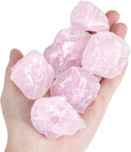 JOHOUSE 6PCS Natural Pink Rose Quartz,1.2-1.6"Rough Stones Large Raw Crystals Bulk Healing Gemstones for Reiki, Tumbling, Fountain Rocks
