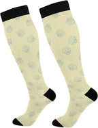 Line-art Seashells Compression Socks for Women and Men 20-30 mmHg Knee High Socks for Nurses Travel Socks 1 Pair