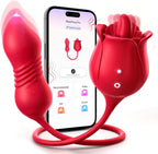 Rose Toy Vibrator Adult Sex Toys, MOOLIGIRL App & AI Sync G Spot Thrusting Dildo with 9 Tongue Licking & 9 Thrusting Vibrating Modes, Women Sex Toy for Couples, Clitoral Stimulator for Anal Nipple
