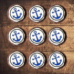 Anchor Edible Cupcake Toppers, Sailor Navy Edible Cake Decorations, Nautical Anchor Decor Cookie and Cake Topper Decorations, 24 x 4cm / 1.5 Inch PRECUT Wafer Card Discs