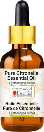 Greenwood Essential Pure Citronella Essential Oil (Cymbopogon nardus) with Glass Dropper Steam Distilled 5ml (0.16 oz)