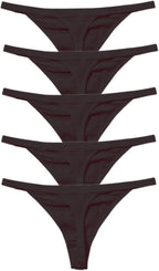 5 Pack Womens Panties Cotton Spandex Thongs Underwear G-Strings,Black,Small