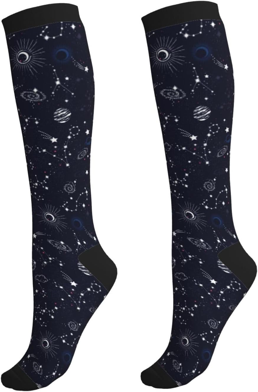 Crazy Fun Compression Socks Women Men Knee High Support Socks For Athletic Running Cycling