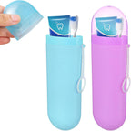 2 Packs Toothbrush Case for Traveling, Travel Toothbrush Holder, Portable Toothbrushes Holders Travel with Ventilation Hole, Camping, Business Trip, Home, Blue and Purple