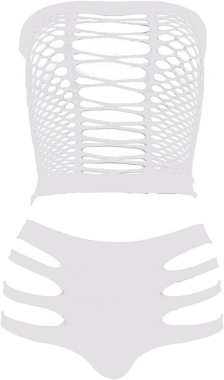 LEMON GIRL Women's Lingerie Fishnet BabyDoll Bodysuit Mini Dress Set One Size