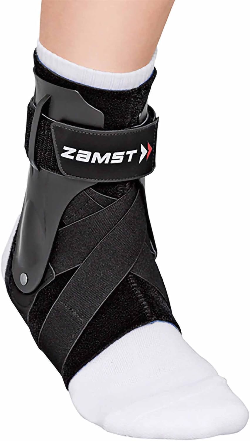Zamst A2-DX Black Ankle Brace for Sports - Breathable Sports Ankle Support for Men and Women with Guard Stabilizers for High-Grade Ankle Sprain - Right, Small