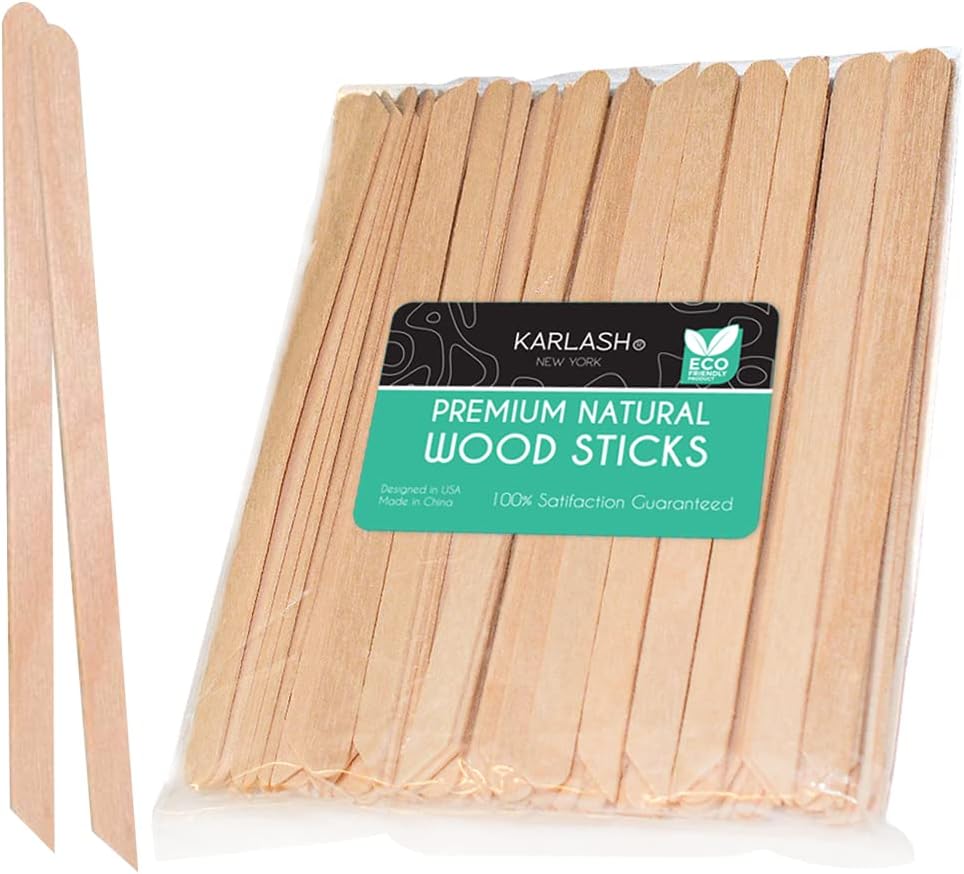 100 Pieces Small Wax Sticks Wood Spatulas Applicator Craft Sticks for Body Hair Eyebrow Lip Nose Removal Slanted/Round (Pack of 100)