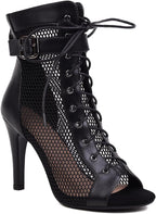 UTIKLIOU Women's Mesh Sandals Peep Toe High Top Sandals Lace Up Summer Boots Buckle Strap Party Sexy Pump Shoes Open toe