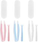 BlingKingdom 3 PCS Contact Lens Applicator Kit, Portable Contact Lens Remover and Inserter Tool with Tweezers Suction Stick Storage Case (Pink, White, Blue)