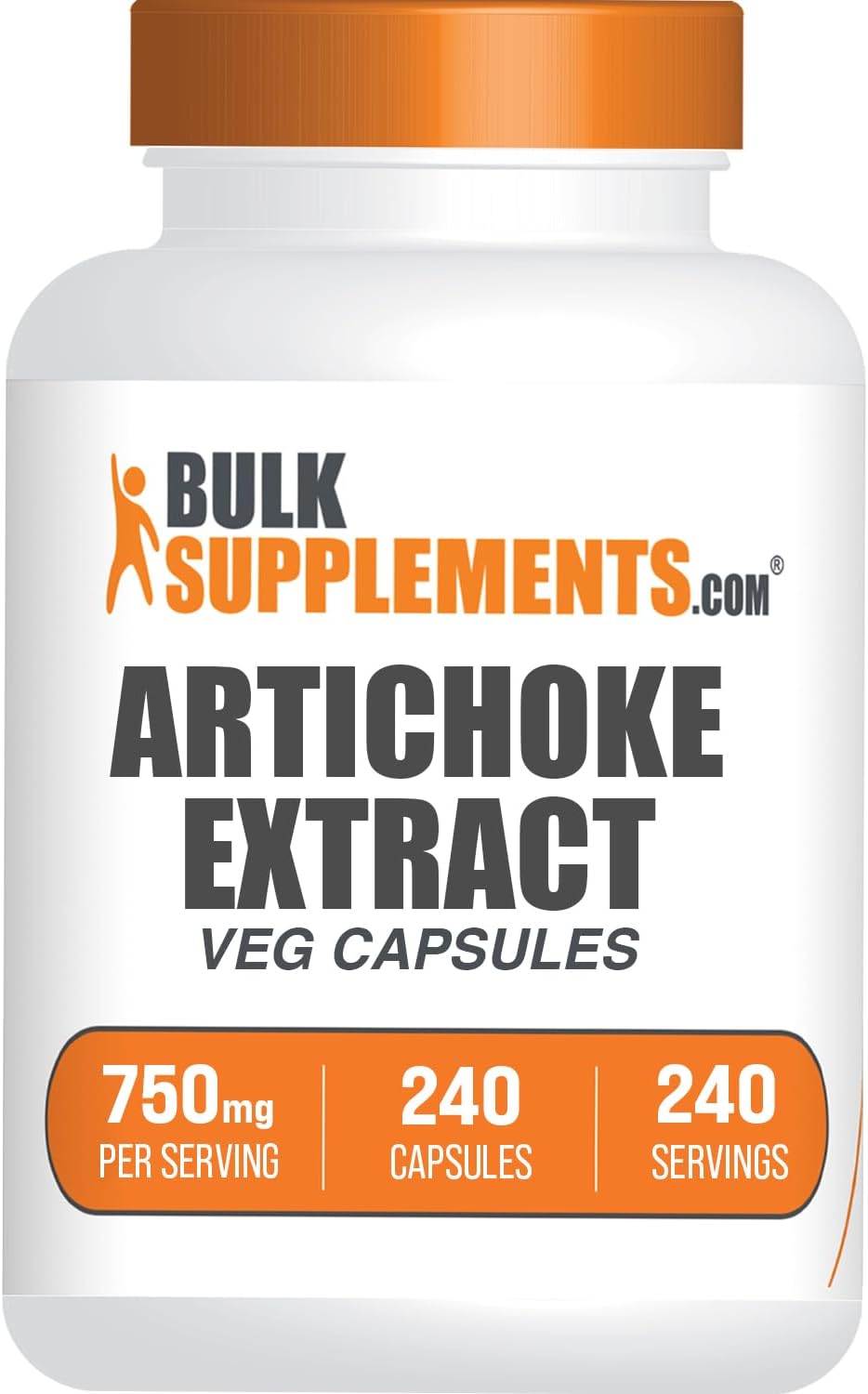 BulkSupplements.com Artichoke Extract Capsules - Artichoke Extract for Liver Support, Herbal Supplement - Vegan & Gluten Free, 1 Capsule per Serving (750mg), 240 Veg Capsules (Pack of 1)