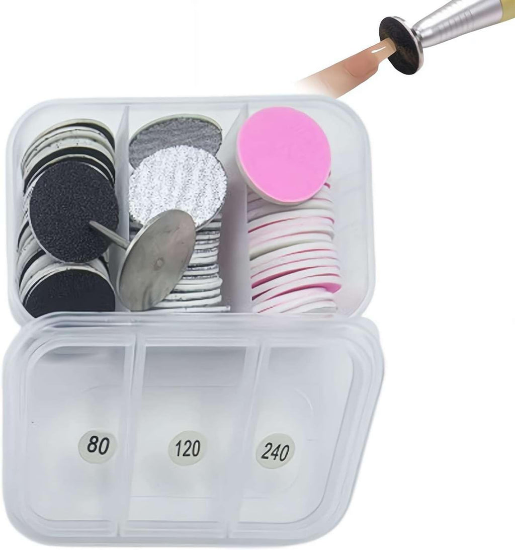 60 Pcs 25mm Replacement Sandpaper Discs with Metal Nail Drill Bit - Sanding Discs for Electric Foot File Callus Remover, Dead Skin Polishing Craft Pedicure Tools
