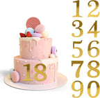 3.7 IN 0-9 Gold Birthday Number Cake Toppers Large Golden Acrylic Cake Numbers Topper Acrylic Wedding Party Cupcake Toppers Cake Decorating Supplies for Birthday Wedding Anniversary Party