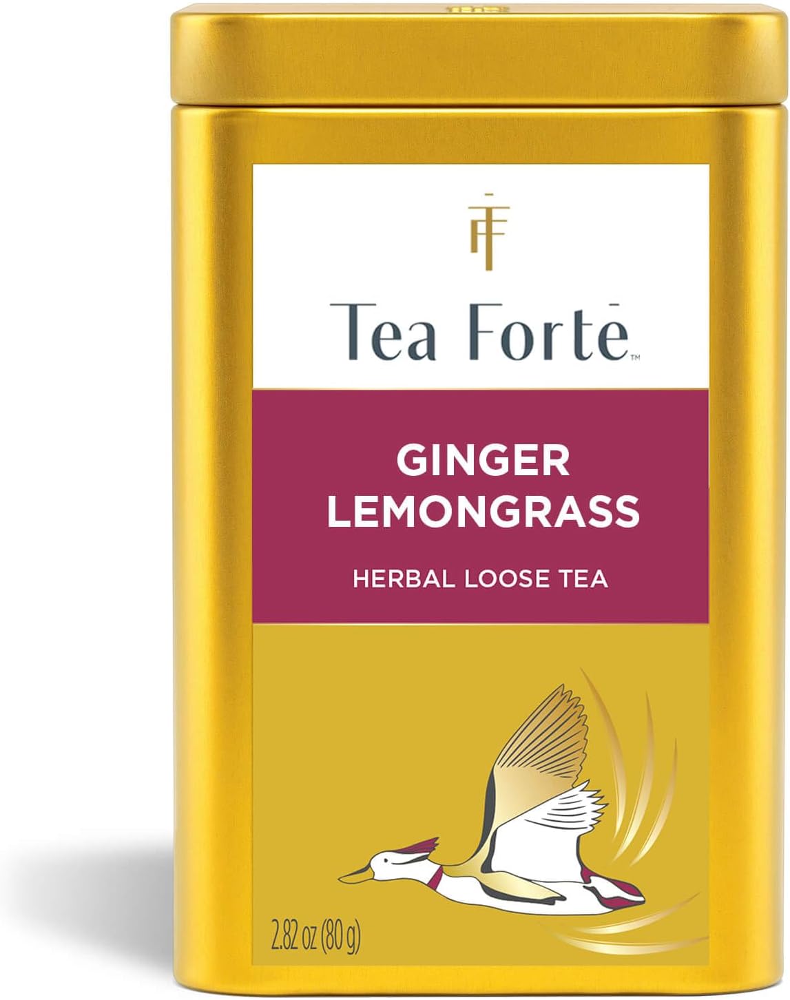 Tea Forte Ginger Lemongrass Premium Loose Leaf Caffeine-Free Herbal Tea Blend Canister, Makes 35-50 Cups