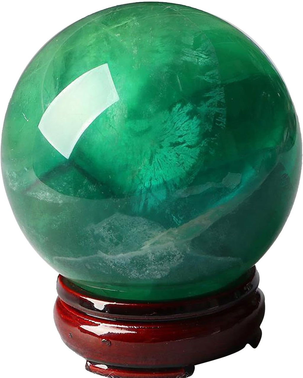 Rare Minerals Ornament Green Fluorite Crystal Stone 'Night Pearls' Sphere Luminous Ball Protective Power Stone Ball Figurines Statues for, Crystal,Green-12cm
