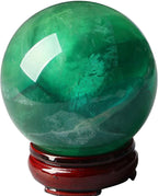 Rare Minerals Ornament Green Fluorite Crystal Stone 'Night Pearls' Sphere Luminous Ball Protective Power Figurines Statues for,Green-12cm
