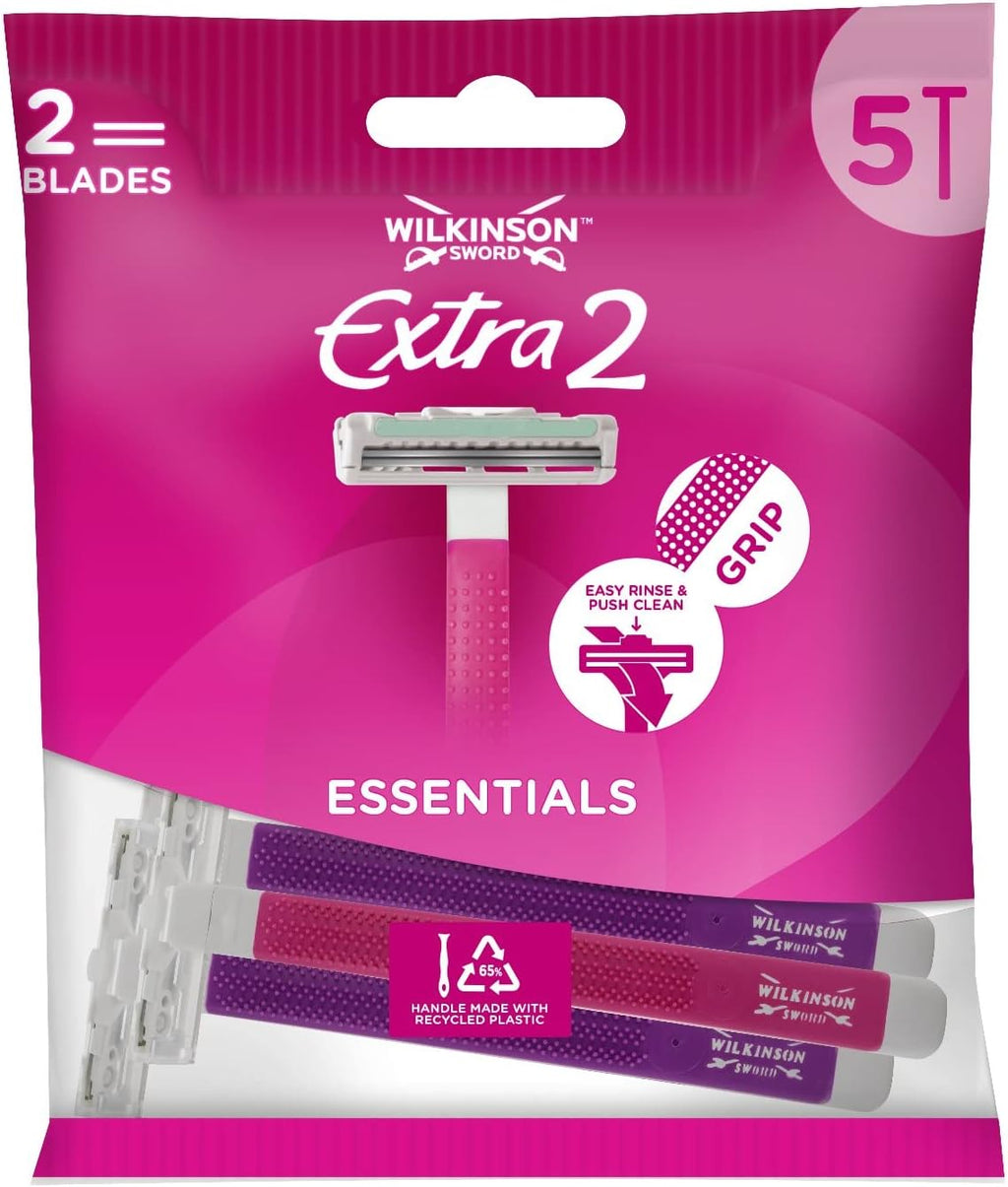 Wilkinson Sword Extra 2 Beauty Disposable Razors for Women, Pack of 5