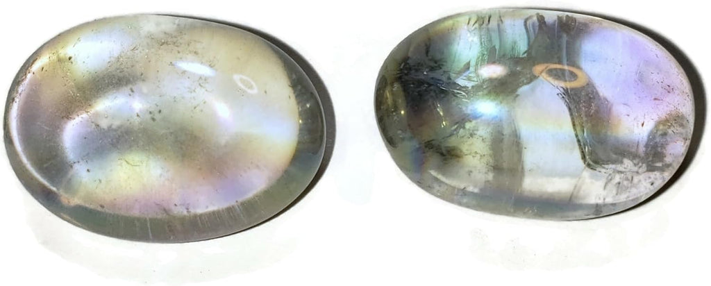 2pc Angel Aura Rainbow Quartz Large Tumbled & Polished Natural Healing Crystal Gemstone Specimens from Brazil