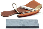 Grandslam Straight Razor Shave Ready Handmade Sharpened, 420 Steel Straight Razor Blade, 2 Layers Long Leather Canvas Strop, Sharpening Stone,2 Side Grit 3000 Waterstone Knife Sharpener
