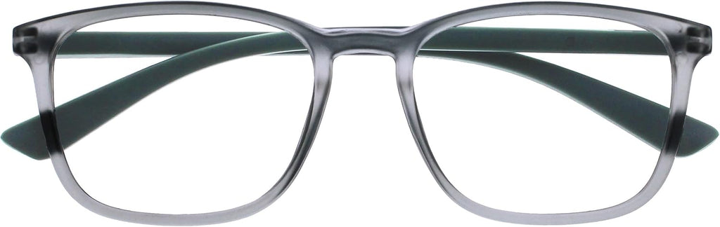 OPULIZE Max Classic Reading glasses for Women Men,Scratch Resistant Large Rectangular frame with Spring Hinges, Grey +1.5 (Pack of 1)