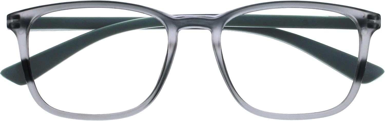 OPULIZE Max Classic Reading glasses for Women Men,Scratch Resistant Large Rectangular frame with Spring Hinges, Grey +1.5 (Pack of 1)
